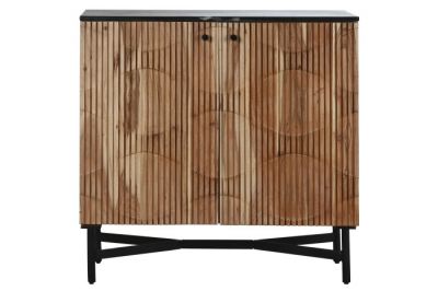 Komoda drewniana barek na wino Wave z marmurowym blatem - Item International