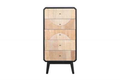 Komoda drewniana Retro round czarna z 5 szufladami - Item International