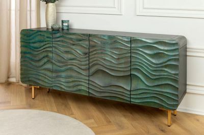 Komoda drewniana Wave Lagoon 160 cm drewno mango turkusowa  - Item International
