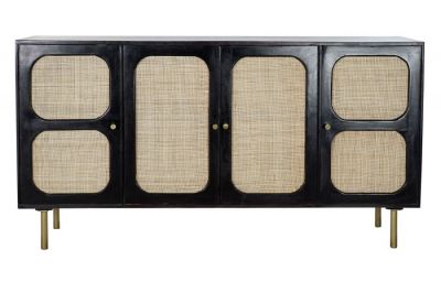 Komoda Retro rattanowa drewno mango Squares czarna - Item International