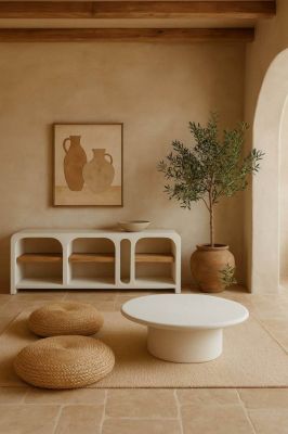Komoda szafka RTV Santorini wood drewniana biała - Item International
