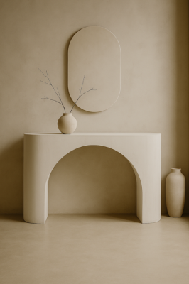 Konsola drewniana Arco Japandi mango 