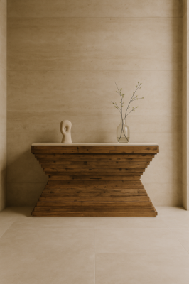 Konsola drewniana Arkadia z marmurem