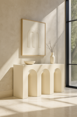 Konsola drewniana Japandi z łukami - Item International