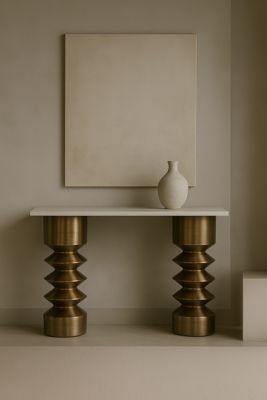 Konsola metalowa Bubble z marmurowym blatem - Item International