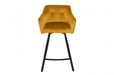 Krzesło barowe Hoker Loft aksamitny velvet musztardowy - Invicta Interior