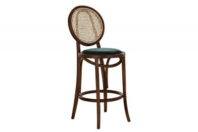 Krzesło barowe hoker rattanowy Icon retro z plecionką wiedeńską brązowy tapicerowany - Item International