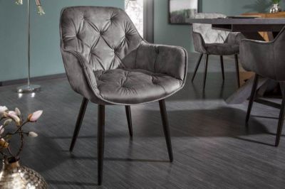 Krzesło Milano aksamitne szare  - Invicta Interior