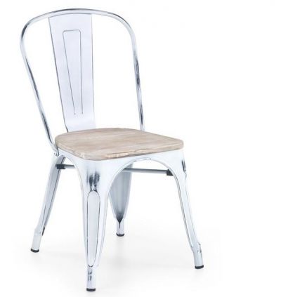 Krzesło Montmartre Industrial Retro Wood białe 