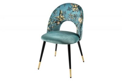 Krzesło Pret-A-Porter turkusowe w kwiaty - Invicta Interior