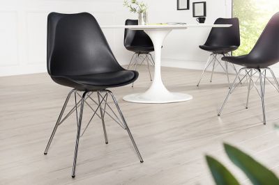 Krzesło Scandinavia Retro czarne srebrne - Invicta Interior