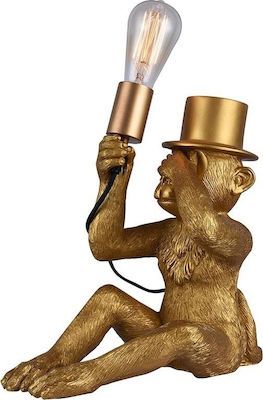 Lampa Monkey w kapeluszu złota