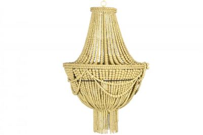 Lampa sufitowa Boho z drewnianymi perłami natur 73 cm