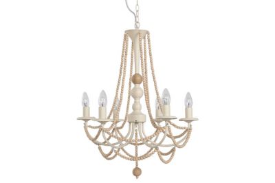 Lampa sufitowa kandelabr z drewnianymi perłami  - Item International