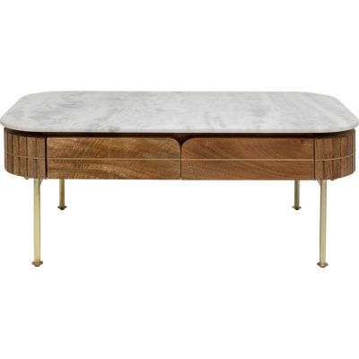 Ława drewniana Grace z marmurowym blatem 110 cm - Kare Design