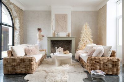 Ława okrągła Valencia beżowa japandi