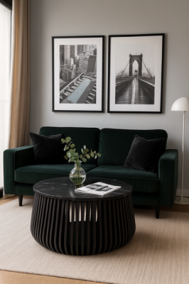 Ława Stripes marmur drewno mango 90 cm czarna - Item International