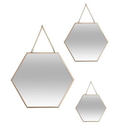 Lustro Hexagon 3 szt złote - Atmosphera