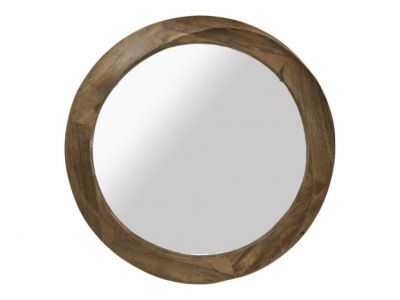 Lustro ścienne okrągłe drewno mango 90 cm
