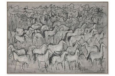 Obraz jutowy Horses 140x100 cm