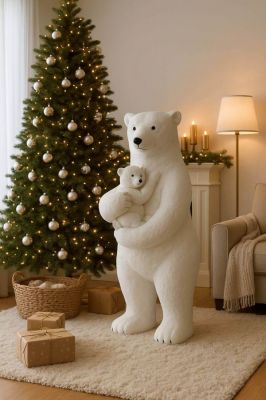 Ogromny pluszowy Miś polarny Mama z dzieckiem