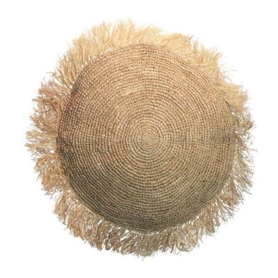 Poduszka Boho z rafii naturalna okrągła 60cm - Bazar Bizar