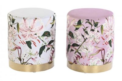 Puf aksamitny w kwiaty Fleurs  - Item International