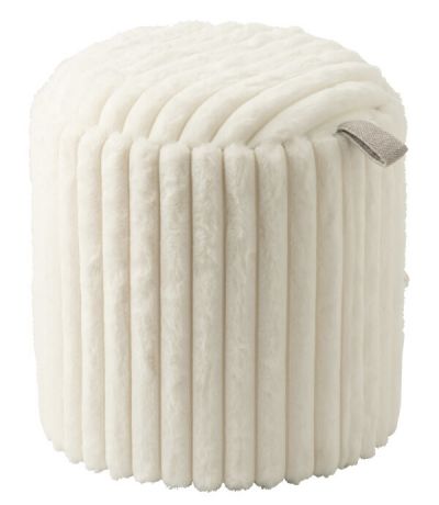 Puf Soft Rib biały okrągły 