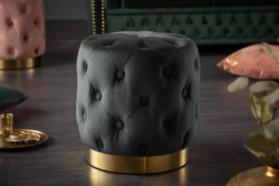 Pufa Taboret Modern Barock Chester czarny złoty - Invicta Interior