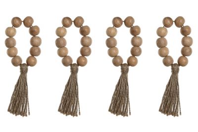 Ringi na serwetki boho z koralikami z drewna zestaw  - Item International