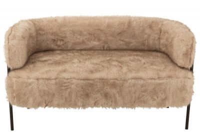 Sofa beżowa futrzana Courchevel premium