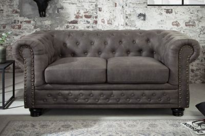 Sofa Chesterfield 2 antik look szara  - Invicta Interior