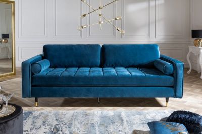 Sofa Cozy Velvet aksamitna niebieska  - Invicta Interior