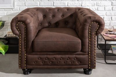 Sofa Fotel Chesterfield vintage brązowa   - Invicta Interior