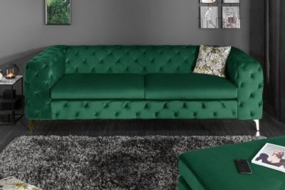 Sofa Chesterfield Modern Barock 240cm zielony butelkowy - Invicta Interior