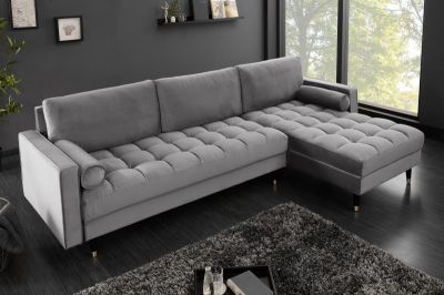 Sofa Narożnik Cozy Velvet aksamitny szary - Invicta Interior