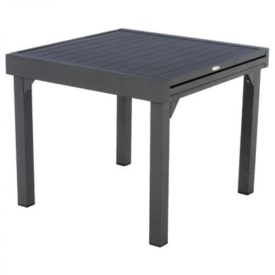 Stół ogrodowy aluminiowy rozkładany 90-180 cm grafitowy antracytowy - Atmosphera