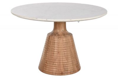 Stół okrągły drewniany Modern z marmurowym blatem - Item International