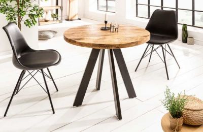 Stół okrągły Iron Craft 80 cm drewniany - Invicta Interior