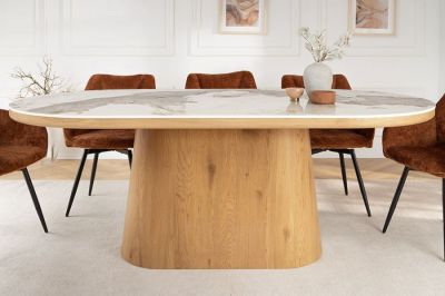 Stół owalny drewniany Marmur Unique 200 cm natur  - Invicta Interior