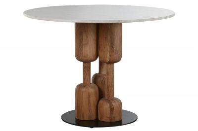 Stół Redondo okrągły drewniany z marmurowym blatem - Item International