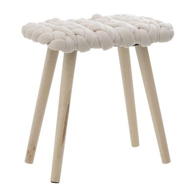 Stołek Taboret Pufa supeł węzeł beżowy 46 cm - Inart