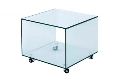 Stolik Ghost Cube na kółkach szklany - Invicta Interior