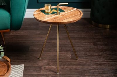 Stolik kawowy SimplyClever drewno akacjowe złoty  - Invicta Interior