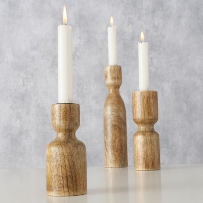 Świeczniki drewniane 3 szt