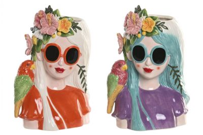Wazon Pop Art Fashion Lady z papugą