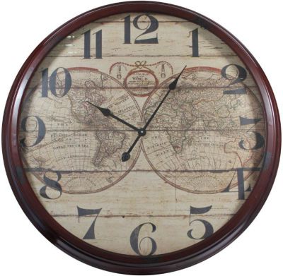 Zegar kolonialny World brązowy 80 cm
