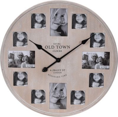 Zegar ścienny Old Town z ramkami na zdjęcia