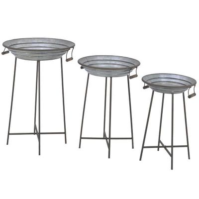 Kwietniki industrialne Tray Table zestaw 3 szt szare  - Inart