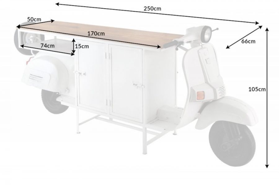 Barek Scooter konsola biała - Invicta Interior